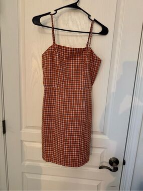 Flannel Aeropostale Rust Plaid Spaghetti Strap Mini Dress